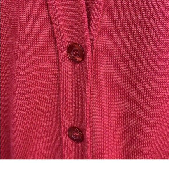Kasha de Rodier France Wool Blend Red Long Cardigan V-neck Pockets Oversized S - Picture 6 of 12